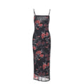 Flower print mesh cami maxi dress  | Festival Outfits Women