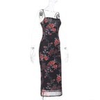 Flower print mesh cami maxi dress  | Festival Outfits Women