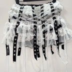 Lace tassels skull applique mini skirt  | Festival Outfits Women