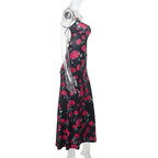 Cross back self tie flower print v neck cami maxi dress  | Festival Outfits Women