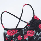 Cross back self tie flower print v neck cami maxi dress  | Festival Outfits Women