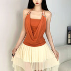 Halter beaded solid backless square neck top  | Festival Outfits Women