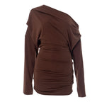 One shoulder long sleeve ruched mini dress  | Festival Outfits Women