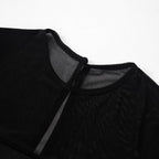 Long sleeve mesh patchwork button mini dress  | Festival Outfits Women