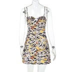 Tiger print hollow out cami cut out mini dress  | Festival Outfits Women