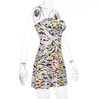 Tiger print hollow out cami cut out mini dress  | Festival Outfits Women