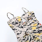 Tiger print hollow out cami cut out mini dress  | Festival Outfits Women