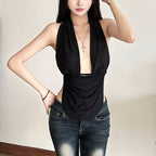 Ruched square neck backless self tie cami top  | Festival Outfits Women