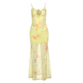 Flower applique contrast lace hem cami maxi dress  | Festival Outfits Women