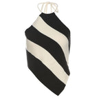 Halter striped self tie backless top  | Festival Outfits Women