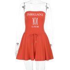 Self tie letter pattern backless tube mini dress  | Festival Outfits Women