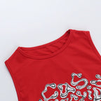 Crewneck letter pattern contrast crop top  | Festival Outfits Women