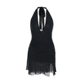 Halter self tie deep v neck slit ruched mini dress  | Festival Outfits Women