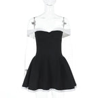 Off shoulder zip-up contrast tube mini dress  | Festival Outfits Women