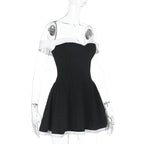 Off shoulder zip-up contrast tube mini dress  | Festival Outfits Women