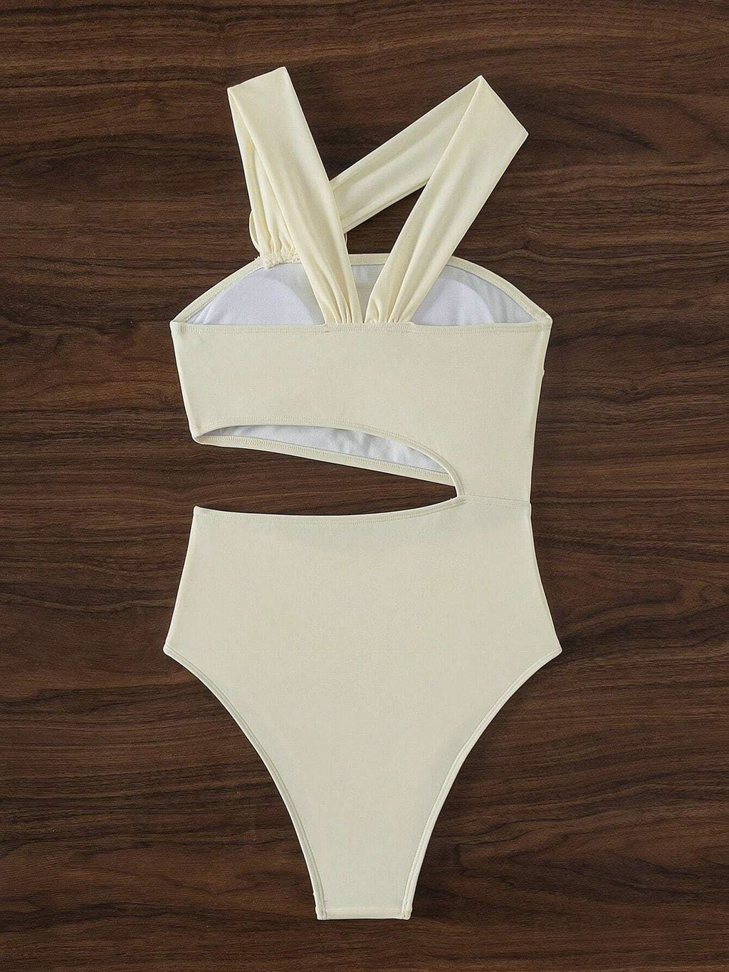 Irregular flower applique hollow out one piece swimwear