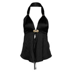 Halter shell applique backless top  | Festival Outfits Women