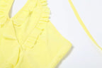 Halter ruffle mesh backless top  | Festival Outfits Women