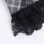 Plaid lace hem lace up cami mini dress  | Festival Outfits Women