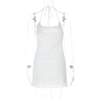 Halter u neck ruched ruffle mini dress  | Festival Outfits Women