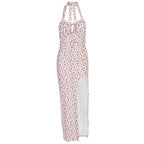 Halter flower print high slit maxi dress  | Festival Outfits Women