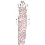 Halter flower print high slit maxi dress  | Festival Outfits Women