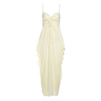 Ruched v neck hollow out cami cut out maxi dress  | Festival Outfits Women