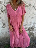 Stylish Cotton  V-Neck Dress