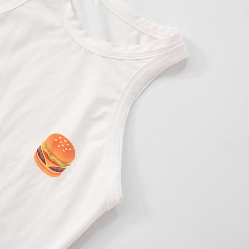 Crewneck hamburger pattern contrast top  | Festival Outfits Women