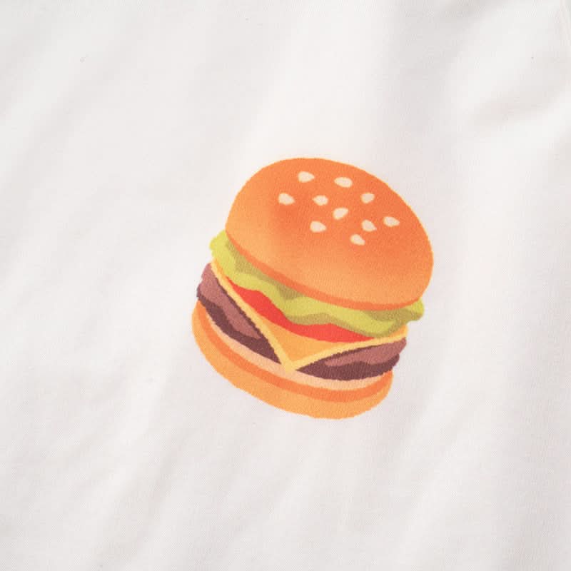Crewneck hamburger pattern contrast top  | Festival Outfits Women