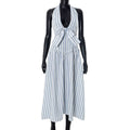 Striped bowknot zip-up halter maxi dress  | Festival Outfits Women