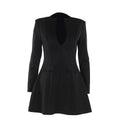 Long sleeve v neck zip-up solid mini dress  | Festival Outfits Women