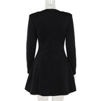 Long sleeve v neck zip-up solid mini dress  | Festival Outfits Women