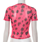 Crewneck short sleeve leopard print top  | Festival Outfits Women  | Cheetah Print Top