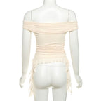 Off shoulder mesh irregular top  | Festival Outfits Women