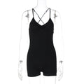 Cross back ruched v neck cami romper  | Festival Outfits Women