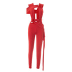 Irregular o ring hollow out ruched jumpsuit  | Festival Outfits Women