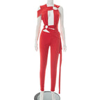 Irregular o ring hollow out ruched jumpsuit  | Festival Outfits Women