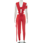 Irregular o ring hollow out ruched jumpsuit  | Festival Outfits Women