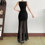 Sleeveless notch neck maxi dress  | Festival Outfits Women