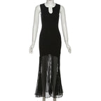 Sleeveless notch neck maxi dress  | Festival Outfits Women
