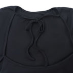 Long sleeve crewneck self tie backless top  | Festival Outfits Women