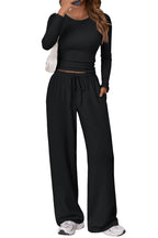 Casual Daily Solid Color Basic O Neck Long Sleeve Two Pieces