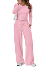 Casual Daily Solid Color Basic O Neck Long Sleeve Two Pieces