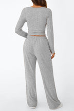 Casual Daily Solid Color Basic O Neck Long Sleeve Two Pieces