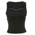 Crewneck hollow out metal chain solid cut out top  | Festival Outfits Women