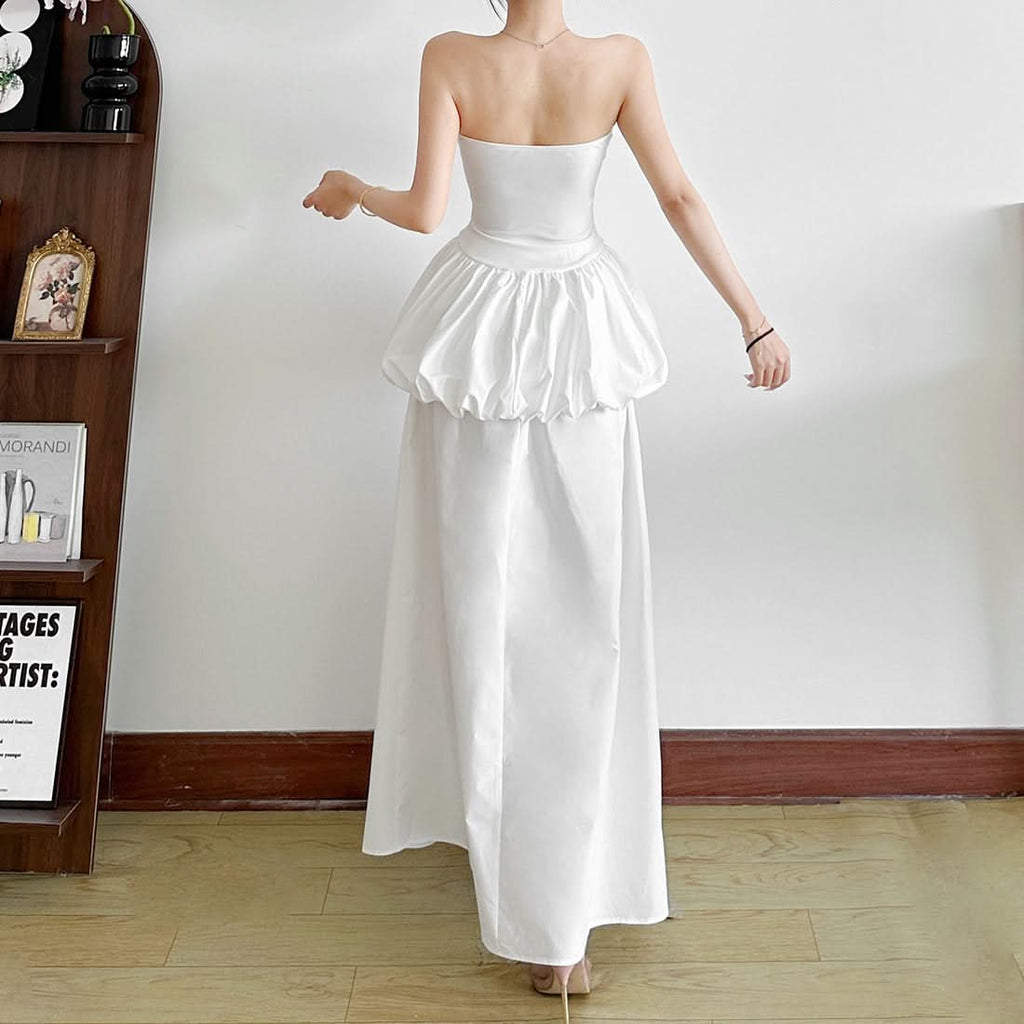 Ruched irregular solid maxi skirt  | Festival Outfits Women