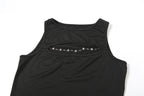 Crewneck hollow out metal chain solid cut out top  | Festival Outfits Women