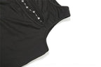Crewneck hollow out metal chain solid cut out top  | Festival Outfits Women