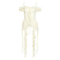 Off shoulder ruffle solid ruched cami top  | Festival Outfits Women